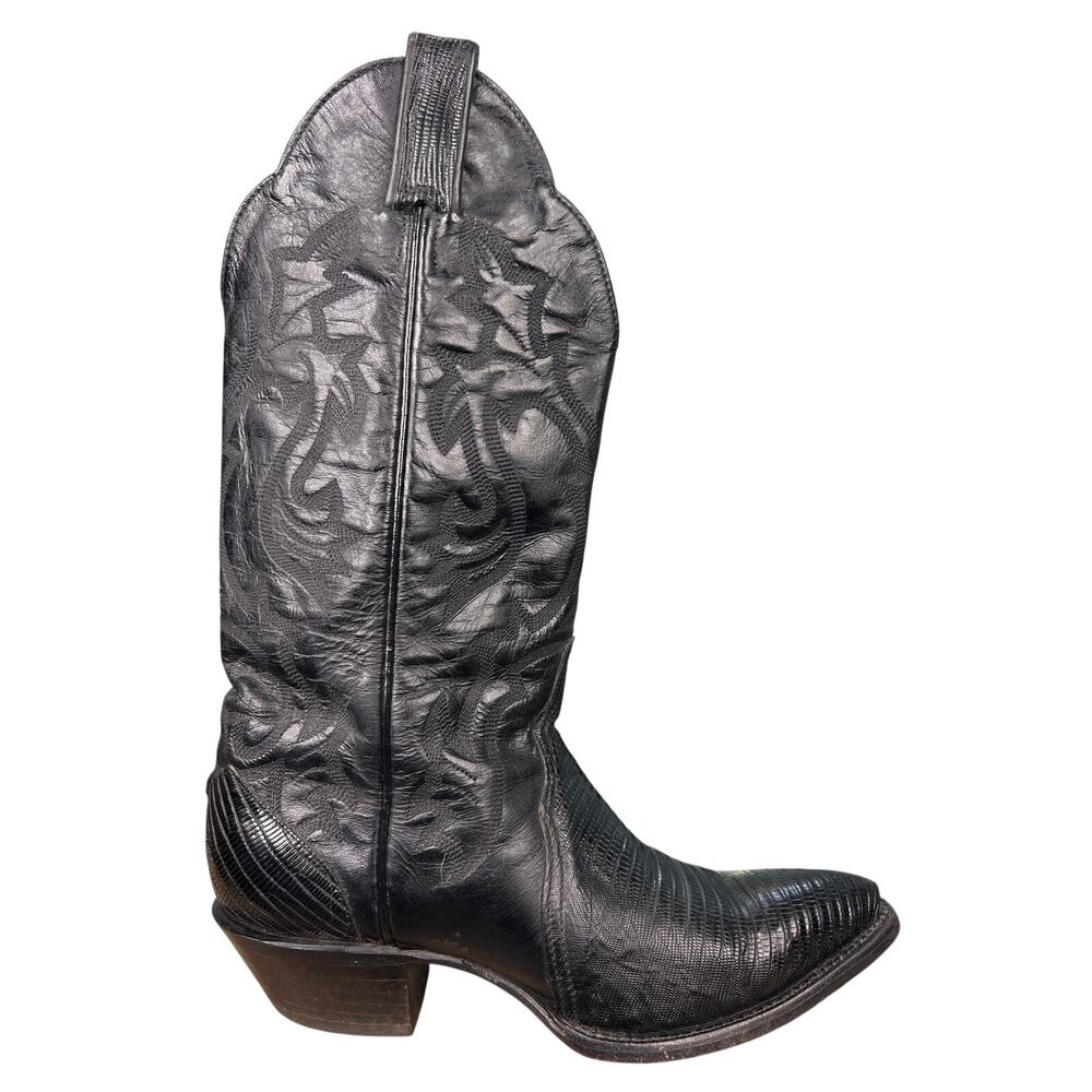 Vintage Tony Lama Women’s Black Lizard Western Cowgirl Boots Size US 6.5